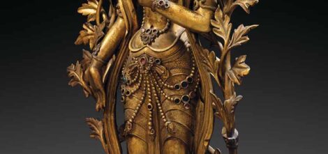 Statue de Maitreya en bronze doré au mercure