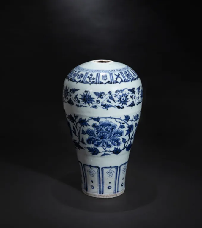 Vase Meiping en porcelaine et bleu de cobalt, époque Yuan, Chine XIVe siècle